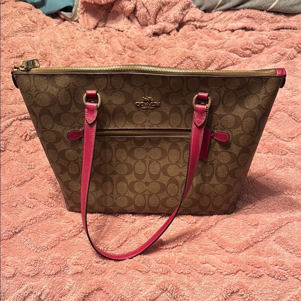 Coach Signature Tote Bag - Brown and Pink